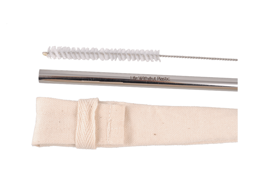 Stainless Steel Straw in an Organic Cotton Sleeve with Cleaning Brush