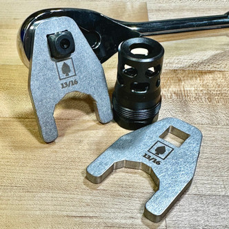 Thin crowfoot wrenches and a muzzle brake