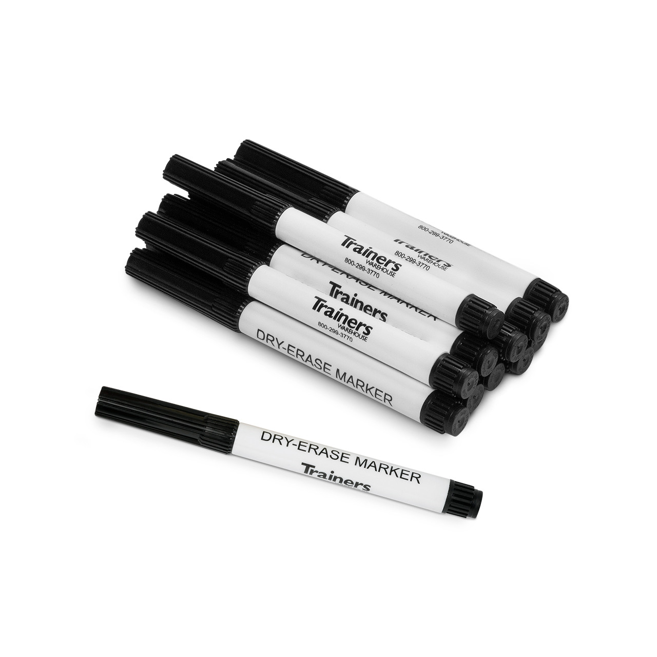 The Teachers' Lounge®  Dry Erase Student Markers with Erasers, Fine Point,  Black, Pack of 24