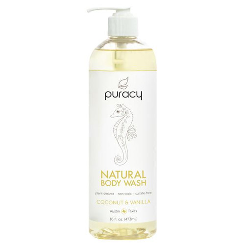 Puracy Natural Body Wash for Men & Women, Coconut & Vanilla 16 oz