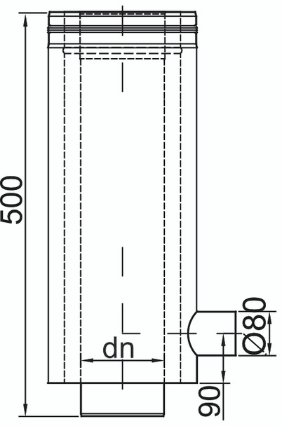 D3W 500mm Starter Length with 80mm Outlet 6" SS