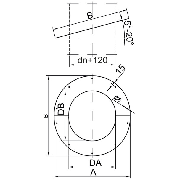 D3W 2-Part Oval Finishing Plate 5°-20° 6" SS