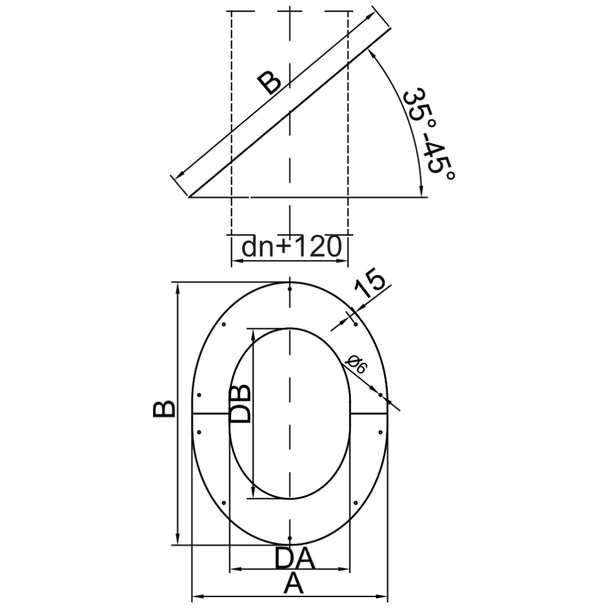 D3W 2-Part Oval Finishing Plate 35°-45° 7" SS