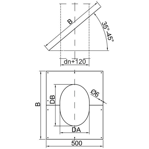 D3W 2-Part Square Finishing Plate 35°-45° 7" SS