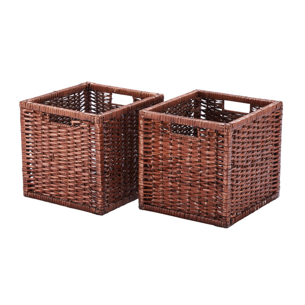 Two Square Willow Storage Baskets