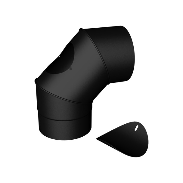 MATT Black Stove Pipe Elbows with Door 6" PC