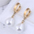Pearl Fashion Minimalist Design Wholesale Jewelry Women Huggie Ear Dangle Studs - Golden A392-fear7282
