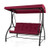 3 Seat Outdoor Porch Swing with Adjustable Canopy-Wine - Color: Rose Red D681-NP11065WIN