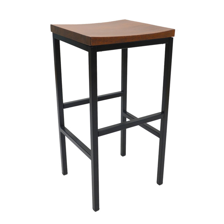 30" Chestnut And Black Steel Swivel Backless Bar Height Bar Chair N270-516181