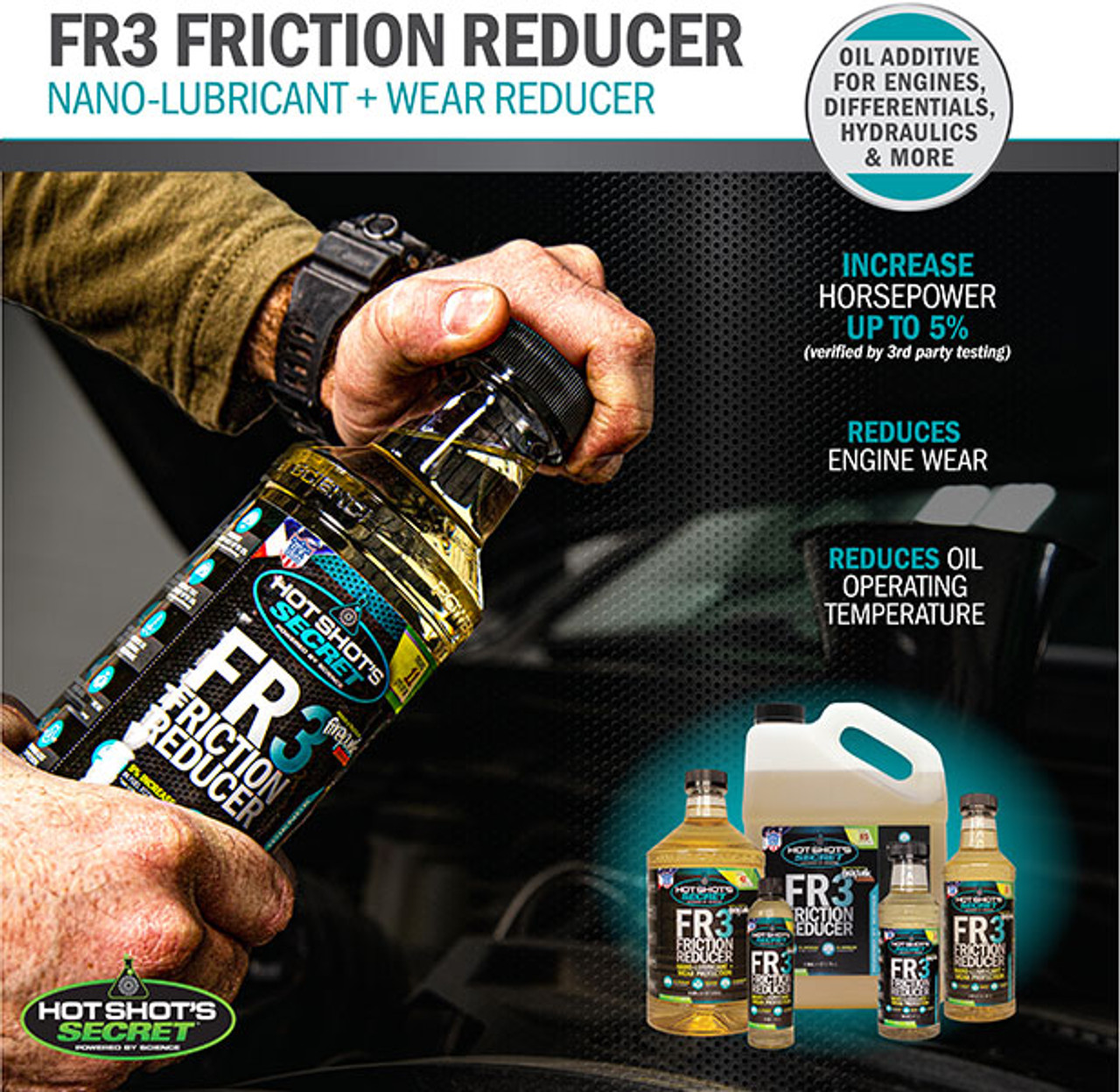 FR3 Friction Reducer by Hot Shot's Secret High Quality Oil Friction Reducer