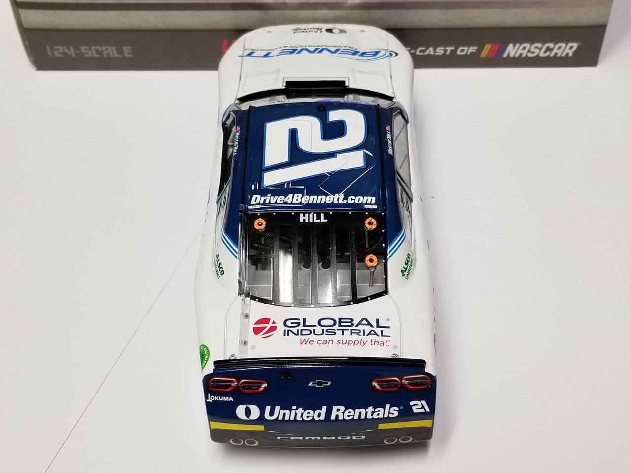 Austin Hill Autographed w/ Blue Paint Pen 2022 United Rentals Daytona 2/19  Race Win 1:24 Nascar Diecast