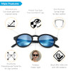 Hali Round - Black Frame / Blue Mirror Lens
