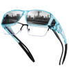Transparent Blue Frame Black Lens