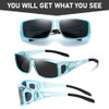 Transparent Blue Frame Black Lens