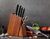 7PC Damascus Steel Kitchen Knife Set with Acacia Wood Block,Multifunctional Kitchen Scissors