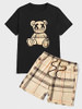 Black With Plaid Print