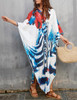 Blue Red Floral Print