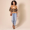 Camel Heather Black Stripe