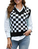 Sweater Vest-black and White Checkered