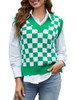 Womens Vest-green Checkered