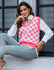 Sweater Vest Women-pink Checkered