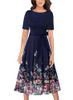 Dark Blue and Floral Print