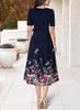 Dark Blue and Floral Print