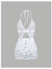 Floral White Blue
