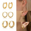 6 Pair Hoop Earrings Set-1/Gold