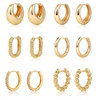 6 Pair Hoop Earrings Set-2/Gold