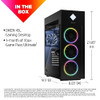 Black, glass side panel, dark chrome logo