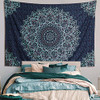 Black and Blue Mandala Tapestry