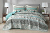 Aqua Blue Boho Damask Stripe