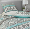 Aqua Blue Boho Damask Stripe