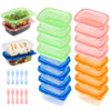 Pink, blue, green, orange