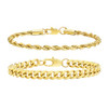 2Pcs-Gold Rope+Cuban Link