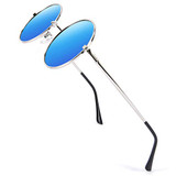 003 Silver Frame Blue Mirrored Lenses