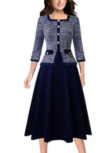 Blue Tweed + Navy Blue