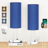 Blue Fabric Shade White Base