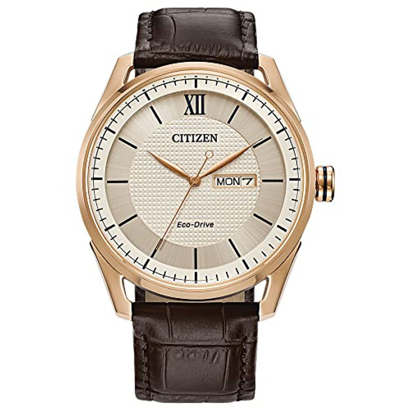 Brown Leather Strap/ Rose Gold