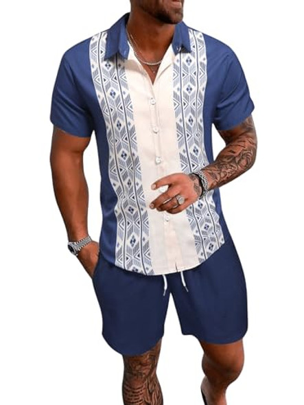 Blue and White Geometric