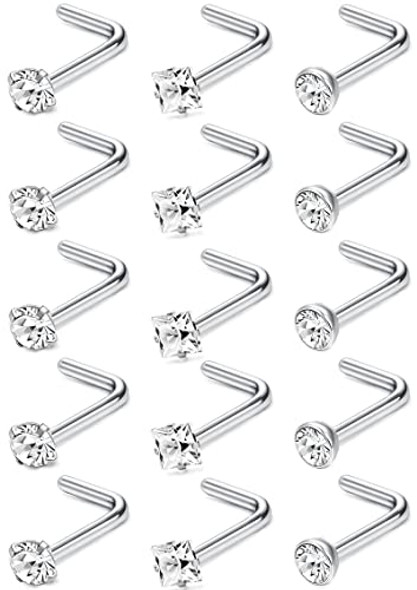 L Shape/18G/Clear CZ