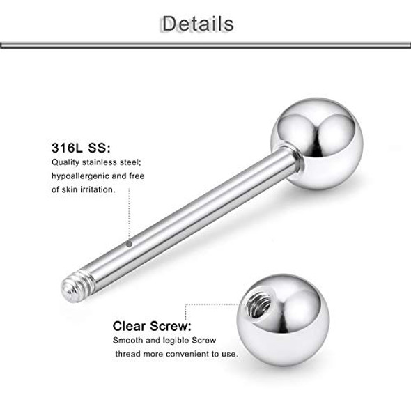 Set A:16G Silver Tone 14mm(9/16") Length