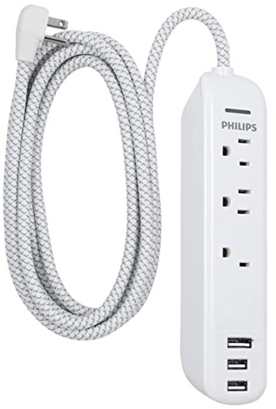 3-Outlet + 3 USB-A Black