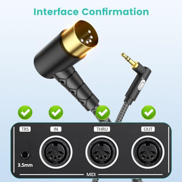 90° 3.5mm to 90° MIDI Cable Black