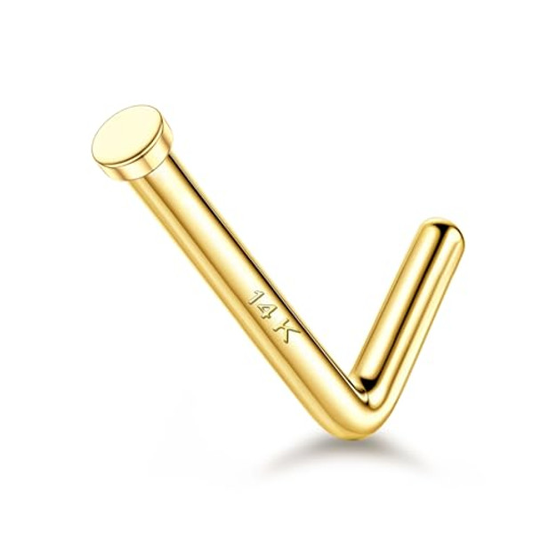 14K Gold-18G/1.5mm/L Shaped