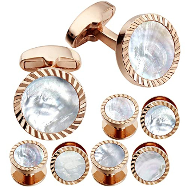 Rose gold shell abalone Cufflinks set