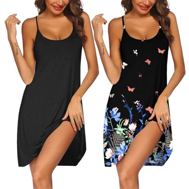 2 Pack Black & Butterfly Print