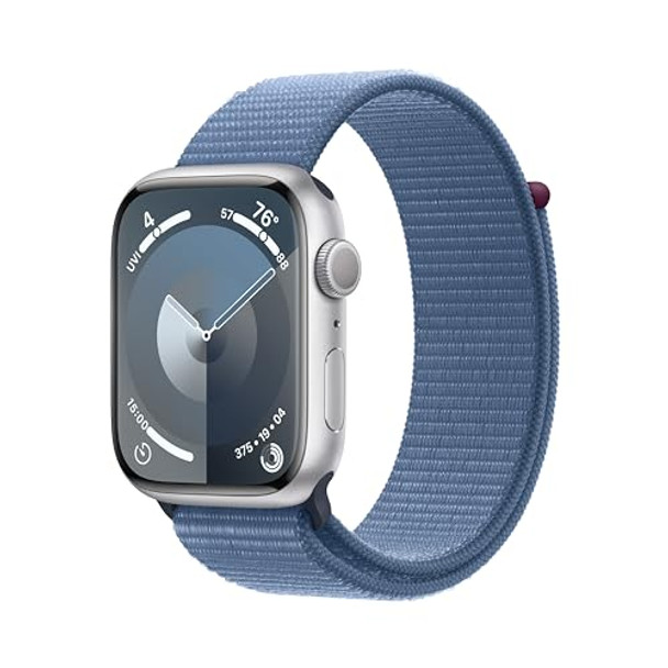 Silver Aluminum Case with Winter Blue Sport Loop