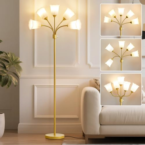 Gold;5 White lampshade
